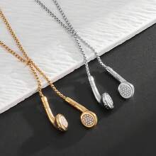 Simple Zinc Alloy Fashion Daily Jewelry Earphone Pendant Necklace - 銀色 - 查看 2