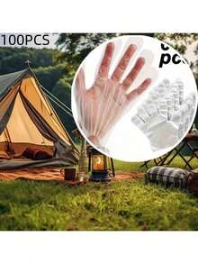 100 piezas Guantes desechables transparentes, Guantes de plástico transparentes, Guantes de para preparación de alimentos sin látex, Usados para cocinar, limpiar, barbacoa, cocina