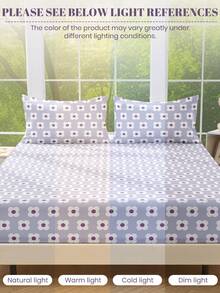 1 Sábana ajustable, Ropa de cama, Sábana ajustable, Protector de colchón, Protector de colchón suave y cómodo para la piel, Sábana ajustable para el Día de San Valentín, Sábana plana con estampado de flores de dibujos animados, Juego de ropa de cama con estampado de flores azules, Decoración del hogar, Sábana ajustable para cama individual, doble, king, queen, Regalos de ropa de cama, Lavable a máquina, Sofá