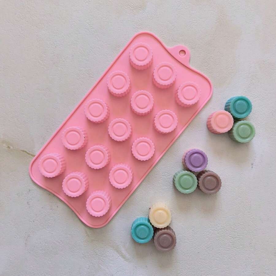 Khuôn silicon hình trụ hoa 15 ngăn đựng sô cô la, kẹo 3D, thạch, bánh quy, khay làm đá, dụng cụ trang trí bánh