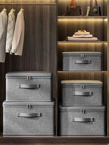1pc Grey Extra Large Stackable Waterproof Storage Box - Versatile, Space-Saving Organizer For Closet, Bedroom, Kitchen & More - Ideal For Toys, Books, Clothes & Linens - Dark Grey - View 4