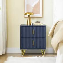 SoBuy FBT115-W Bedside Table With 2 Drawers For Box Spring Bed, Sofa Table, Side Table, Telephone Table, Nightstand, White W X H X D Approx.: 40 X 47 X 40 Cm - Blue - View 12