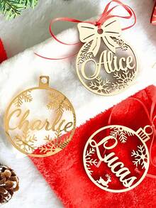 1/3/5pcs Personalized Name Wood & Acrylic Ornament – Custom Laser Cut Hanging Decor, Personalized Keepsake For Valentine's Day Gift, Eid Al-Fitr Celebration, Easter Gifts & Spring Home Decoration, Unique Anniversary & Birthday Gift, Custom Name Ornament For Family, Couples & Kids - Multicolor - View 3