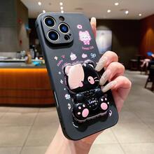 Cat Motif Kitten Silicone Stand 1pc Solid Color Liquid Silicone Phone Case, Compatible With Samsung, Compatible With Apple 11/12/13/14/15/16 Pro Max, Compatible With Samsung S22/23/24/S25+ UA04/A05/A14/A15/A24/A25/A34/A54 SA56/A36/A26, Compatible With OPPO, Compatible With VIVO, Compatible With Honor 400/X67899876abc, Compatible With Redmi Note 14/13/12,International Version, Not The Domestic Version Birthday Gift - Black - View 3