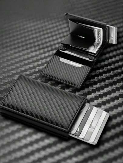 Men's Minimalist Ultra-Thin RFID Blocking Wallet, Slim Coin Purse Card Holder, Aluminum Alloy Side Push Card Case, ID & Driver's License Holder, Gift Suitable For Teen, Summer Casual, Outdoor, Athletic, Vacation, Travel, Graduation, Birthday Dress Accessories