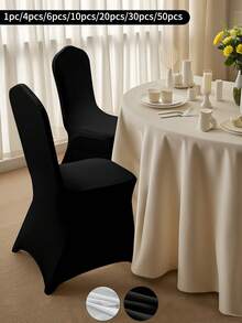 1件/4件/6件/10件/20件/30件/50件黑色牛奶丝方形椅套,经典简约设计,高弹力纯色宴会椅防尘罩,可拆洗,适用于餐厅、客厅、厨房、酒店、宴会椅保护套、秋季装饰、房间装饰、返校季、学校用品 - 彩色 - 查看 3