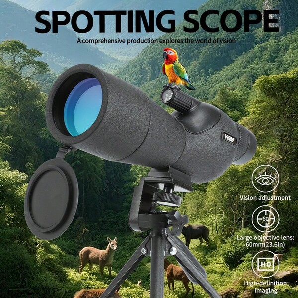 1 pieza Mira de tiro, Monocular de zoom para observación de aves, Objetivo con recubrimiento multicapa verde FMC para observación de aves, senderismo y alta definición, con trípode, soporte para teléfono y bolsa de almacenamiento, telescopio de zoom. Regalo perfecto para cumpleaños y Navidad