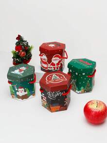 6pcs/12pcs Christmas Gift Box, Candy Box, Dessert & Bread Box, Christmas Eve Apple Food Packaging Box, Apple Packaging Gift Box, Cookie, Nougat, Chocolate Box - Family - View 3