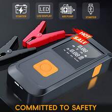 10000A Peak 150PSI Car Jump Starter With Air Compressor, 9-In-1 Function Jumper Battery Pack, Large Digital Display, Digital Tire Inflator, Car Battery Charger, Fast Charging USB Output, LED Emergency Lighting, Portable, Suitable For 10L Gasoline Or 9.0L , Comes With EVA Carrying Bag. - 深灰色 - 查看 4