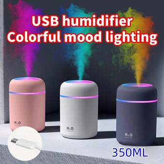 Humidificador USB portátil y máquina de aromaterapia para relajación, difusor de niebla fría con luces ambiente de colores - Diseño compacto adecuado para dormitorios, salas de estar, escritorios y automóviles - Tecnología de niebla fría, sistema de prefiltro, humidificador de dormitorio lindo, decoración del hogar, agrega humedad a la habitación, una opción ideal para regalos de Navidad y cumpleaños