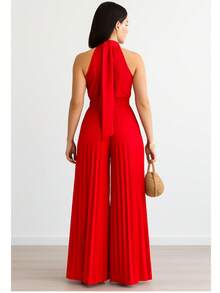 Pleated Jumpsuit For Weddings And Special Events - 紅色 - 查看 2