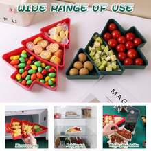 Bandeja multicompartimento con forma de árbol de Navidad para servir frutos secos, aperitivos y dulces, adecuada para servir alimentos, aperitivos, bebidas, sushi, pizza, postres, pasteles y pan, bandeja de desayuno, bandeja de café, bandeja de té, bandeja de delicatessen, menaje de cocina del hogar, bandeja de servir reutilizable con ambiente navideño, 1 pieza