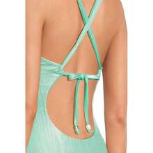 BECCA Oragami Swimsuits Women's Large Aqua Sea Textured Knotted One Piece NWO59 - màu xanh lá - Xem 4