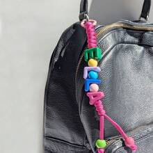 1个个性化姓名串珠钥匙扣编织绳礼品独特趣味包包/行李牌派对小礼物Y2K，旅行箱旅行行李，旅行打包 - 彩色 - 查看 4