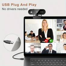 1080P 2K 4K Webcam For PC Web Camera Cam USB Online Webcam With Microphone Autofocus Full Hd 1080P Webcam For Computer - 黑色 - 查看 6