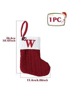 1pc Red Christmas Hat Letter Knitted Socks, English Letters Hanging Stockings, Suitable For Party Decoration 2026 New Year Party Favors Supplies, Baby's Room Decoration, Home Nursery Hanging Decorations, Personalized Initial Xmas Stocking, Family Holiday Xmas Home Room Decor, Xmas Tree Ornaments, Xmas Eve Surprise Gifts Package Xmas Costumes, Baby Xmas Gift, Babe Party Favor - Christmas Hat Letter Knitted Socks - View 29