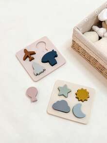 1 件婴儿玩具，硅胶堆叠拼图玩具，儿童益智玩具，从小培养宝宝的动手能力，花朵、飞机、轮船、星星月亮拼图，婴儿礼物，圣诞礼物，男孩和女孩的玩具，早教板和感官玩具
