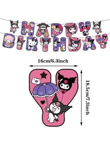 1 Set Sanrio Kuromi Themed Decorative Pennant Flags, Cute Hello Kitty Banner, Children's Birthday Hanging Decorations, Party Atmosphere Hanging Ornaments - Multicolor - View 9