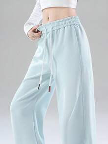 JUTU Spring, Autumn & Winter High Waist Wide Leg Loose Banana Pants, Casual Straight Leg Sweatpants - 1A60 Haze Blue - View 6