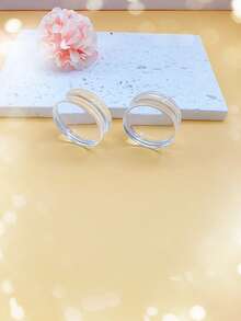 1对透明蓝色玻璃实心耳塞，无螺纹，耳廓扩张器，耳洞拉伸饰品，男女通用日常佩戴，尺寸6-30毫米 - 無色 - 查看 17