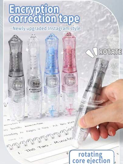 1 Stück Korrekturband zum Aufdrehen, verschmierungsfest, manipulationssicher, geeignet für Mittel-/Grundschüler, Schulmaterial