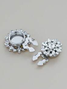 1/2/4pcs Rhinestone Button Covers For Women, Crystal Button Covers, Detachable Clip On Button Covers, Crystal Fancy Buttons For Clothing, Button Snaps With Pliers Press For Dress Suit Tux Shirt Accessories, Silver Color