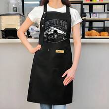 1 Piece Heavy-Duty Apron - Black With Striking White Lettering, Easy-To-Clean Polyester Apron, Suitable For Home Kitchens, Restaurants, Food Trucks, Professional Chefs - Ideal For Cooking, Baking, And Catering - Durable And Washable Apron, Suitable For Chefs And Home Cooks, Baking Accessories, Stylish Kitchen Attire, High-Quality Materials, Restaurant Staff - AZX0001 - 查看 4