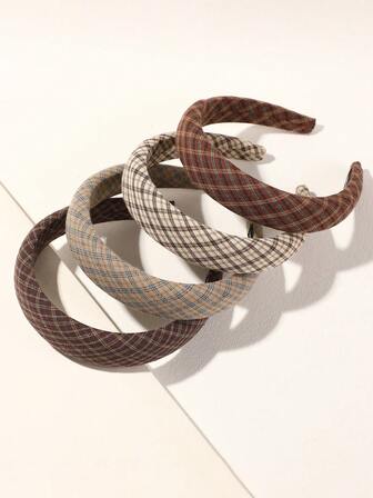 1pc Plaid Print Sponge Headband, Suitable For Daily Life, Outdoor Activities, Decoration And Styling For Women, Autumn/Winter, Hair Band, Hair Hoop
