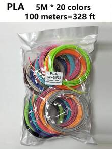 3D 笔耗材替换装，PLA 耗材 20 种颜色，每种 3 米/5 米，有两种不同包装，分别为：60 米/100 米包装。1.75 毫米 PLA 3D 打印线，兼容 SCRIB3D、MYNT3D、PIKA3D、Jandi、LIHUACHEN、Yummici 和 WGP 等，高温 3D 笔 - 杏色 - 查看 6