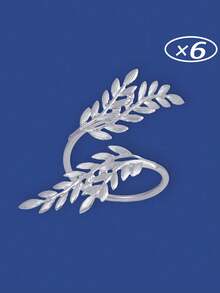 Silver Wheat Ear Patterned Alloy Napkin Rings, Exquisite Table Decoration For Hotel Weddings - Silver - View 5