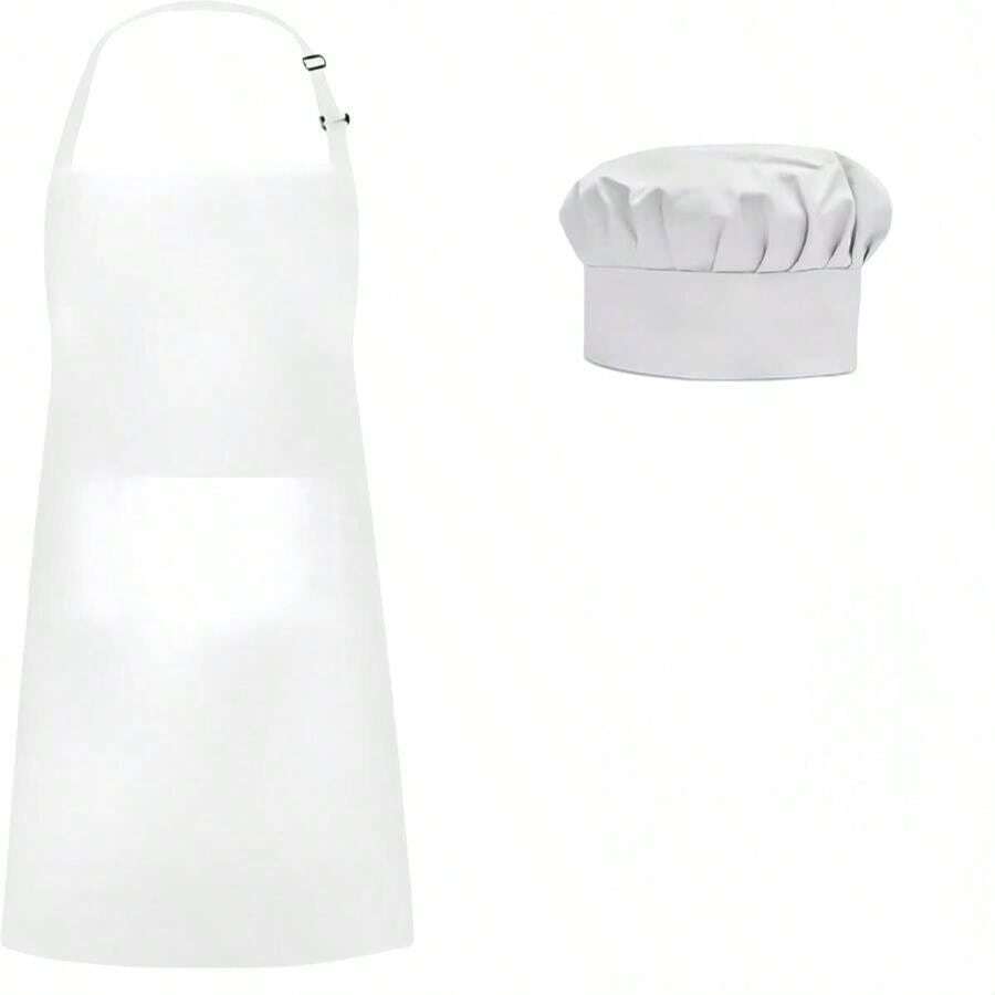 Chef Hat And Apron, Adjustable Size, Unisex, Suitable For Cooking, Grilling, Baking, Machine Washable, Holiday Gift