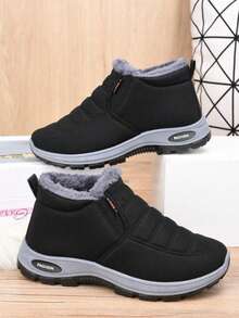 Women's Fashion Slip-On Soft-Soled Winter Snow Boots, Fleece-Lined Warm Thick-Soled Anti-Slip Snow Sports Shoes, Women's Casual Sports Shoes, Winter Snow Boots Suitable For Outdoor Sports And Warm-Keeping Activities - màu đen - Xem 4