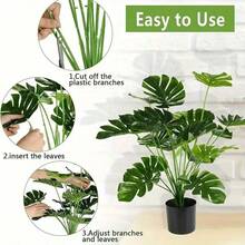 1pc Artificial 24-Leaf Turtle Back Philodendron Plant Bunch