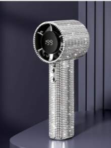 Luxury Full Diamond Portable Handheld Mini Fan, USB-C Rechargeable Turbo Fan, Speed Adjustable Silent Fan, Summer Gift Box, Mini Turbo Fan, Car Mini Fan, Handheld Mini Fan, Travel Accessories, Summer Cooling, Fashion Accessories, Compact Design, Durable Construction, High Quality Fan, Handheld Device, Speed Adjustable, Office Worker, Traveler - 白色 - 查看 8