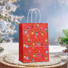 6/12/18/24pcs Christmas Theme Party Paper Gift Bags, Santa Claus & Snowman Pattern Gift Bags, Suitable For Christmas Decoration Bags, Birthday Party Gifts, Anniversary Celebration Tote Bags