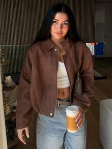 Chaqueta verde de estilo vintage casual y versátil de tela con efecto, nueva colección de otoño/invierno de Seelio