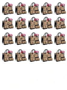 字母帆布手提袋套装，包含化妆包、洗漱包、钱包和个性化礼品袋，时尚休闲单肩包，适合婚礼、生日、海滩、度假、节日、上学等场合，是送给女性、妈妈、老师和朋友的绝佳礼物。 - 彩色 - 查看 2