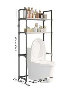 1pc Freestanding Laundry Rack, 2-3 Tier Minimalist Bathroom Toilet Storage Rack, Easy Assembly, Space Saving, Bathroom Decor Accessory - Multicolor - View 4