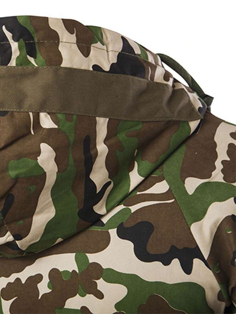 5659 男士迷彩工作服连帽夹克 - 軍綠色 - 查看 5