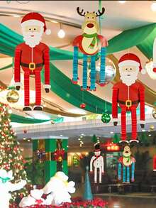 1 szt. Wiszące ozdoby świąteczne, rozsuwane nogi i ramiona, urocze renifery/święty Mikołaj/bałwan, dekoracja na przyjęcie w domu na drzewie