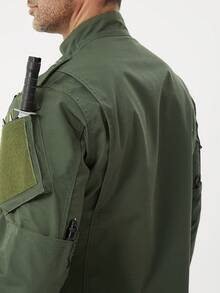 A Solid Color Spring And Autumn Outdoor Outfit, Consisting Of 2pcs, Featuring Multiple Pockets And Durable Multifunctional Design For Men, Equipped With, A Popular Choice Among The Masses. - màu xanh lá - Xem 3