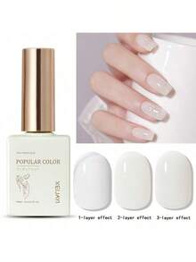 1瓶裸白色冰透凝胶指甲油 15毫升 可卸闪粉凝胶指甲油 四季皆宜 - 家用美甲沙龙 DIY 美甲 - 白色 - 查看 8