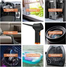 SNORF Aire Comprimido, Sopladora de Aire Inalambrica con 80000 RPM, 3 Niveles de Velocidad, Batería 6000mAh, 5 Accesorios y LED - 1 - Ver 8