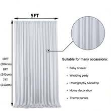 5ft X 7ft/8ft/10ft Wrinkle-Free Polyester Photography Backdrop Cloth, Suitable For Parties, Weddings, Birthdays And Other Occasions - Grey - View 2