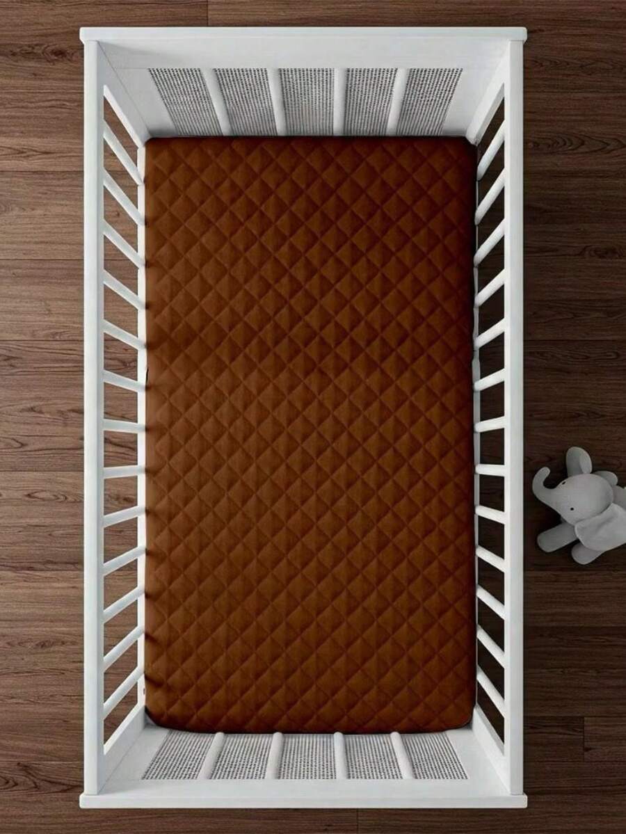 Waterproof Mattress Cover For American And Standard Crib With Elastic Protector 1 Piece - 鏽棕色 - 查看 1