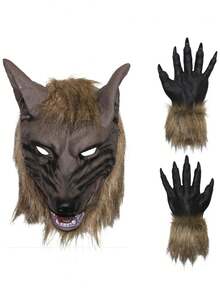 1pc Perfect For Christmas, Christmas Eve, Easter Party Decorations, COS Creepy Smile White Eye Demon Mask, Horror Clown Mask Headpiece, Resurrection Clown Latex Mask, Halloween Christmas Costume Gloves Bionic Animal Paw Gloves, Party Cosplay Wolf Claw Gloves, Animal Wolf Head Mask Set, Halloween Horror Clown Mask Returning Soul Clown Latex Mask Costume - Multicolor - View 1