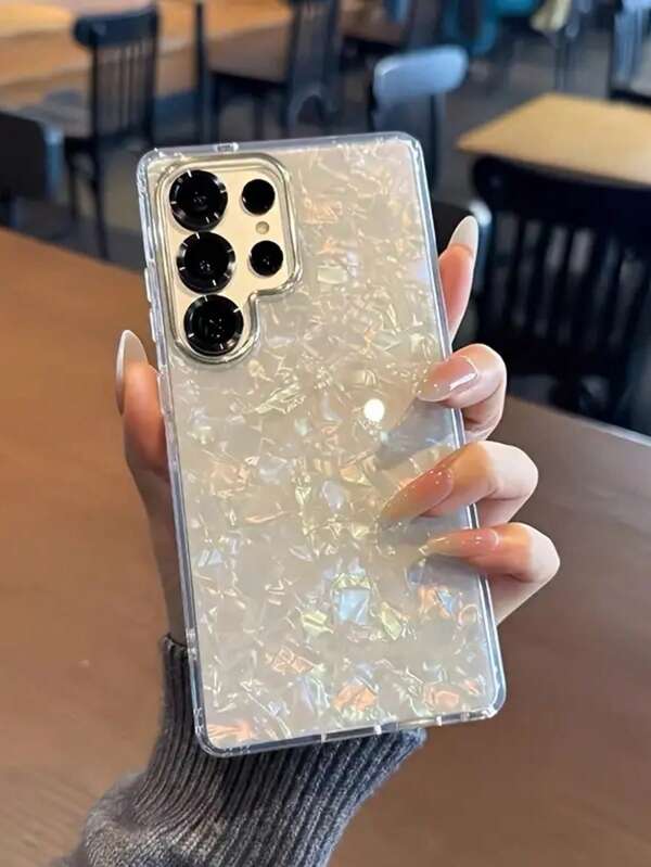 Compatible With Galaxy S25 FE, S25 Ultra, S24 Plus, S24, S23 Cases, A35/A36/A55/A25 Series Golden Frame Cases With Colorful Pearl Iridescent Design, Magnetic Phone Cover Bumper With Mother Of Pearl Shell Pattern