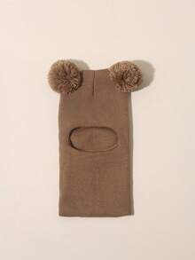 1 件男女通用黑色幼儿无檐小帽，双绒球儿童和婴儿无檐小帽，Y2k 风格，新生儿户外针织帽，温暖冬季帽适合日常通勤 - 彩色 - 查看 31