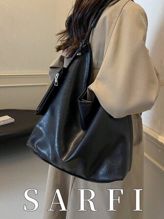 Nuevo bolso de hombro de mujer de unicolor con textura de otoño e invierno, bolso de hombro suave y moderno popular para ir al trabajo, bolso de estilo minimalista con correa de hombro ajustable, con diseño de monedero, bolso de hombro suave de alta gama estilo coreano