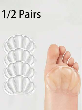 透明脚跟保护垫，贝壳设计硅胶舒适时尚鞋配件，中性透明硅胶防磨垫脚跟和前脚掌缓冲垫，舒适时尚，适用于女士高跟鞋和男士运动鞋鞋垫